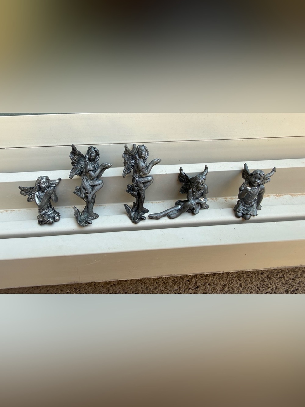 Vintage Miniature Metal Crystal Holding Fairy Figurines – Set of 5